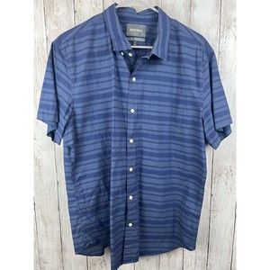 Bonobos Men's Shirt Blue XL Slim Fit Button Short Sleeve Striped Cotton